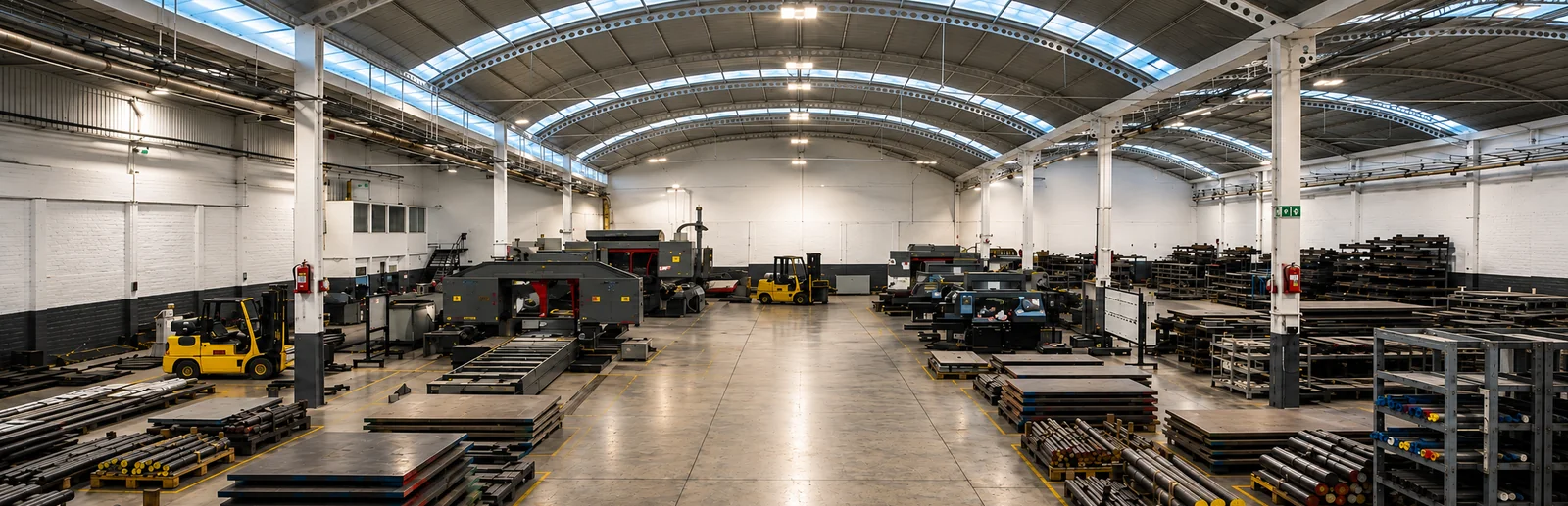 Instalaciones NAT MAC: nave industrial con inventario de aceros y metales